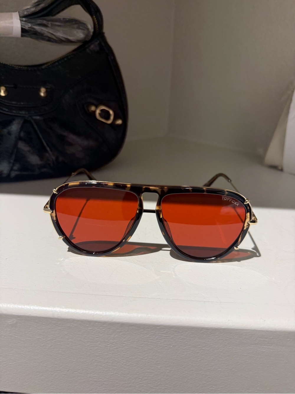 TOPFOXX Tortoiseshell Aviator Sunglasses with Red Lenses - Picture 9 of 14
